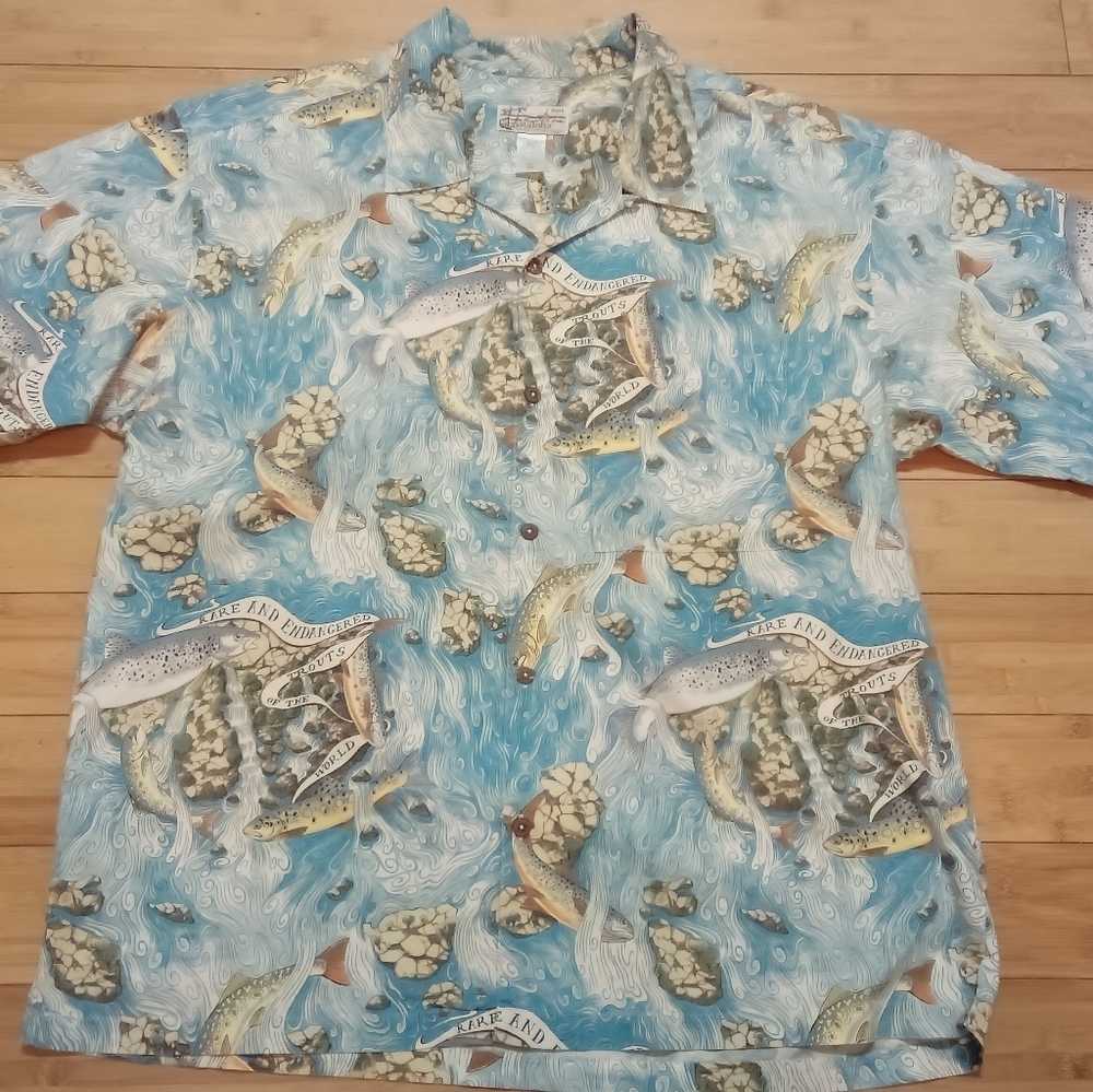 Pataloha Patagonia 2005 Limited Edition Endangered Trout Button Front Shirt 2XL.